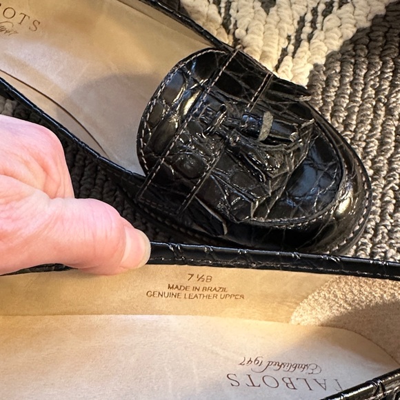 Talbots Black Croc-Embossed Tassel Loafers - Picture 5 of 5